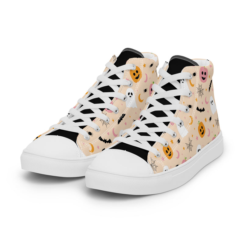 Halloween Cream High Top #255 - Back View | HA!LO Canvas Sneakers