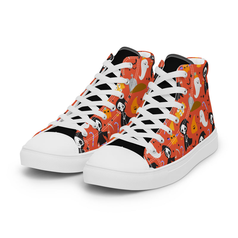 Halloween Orange High Top #266 - Back View | HA!LO Canvas Sneakers