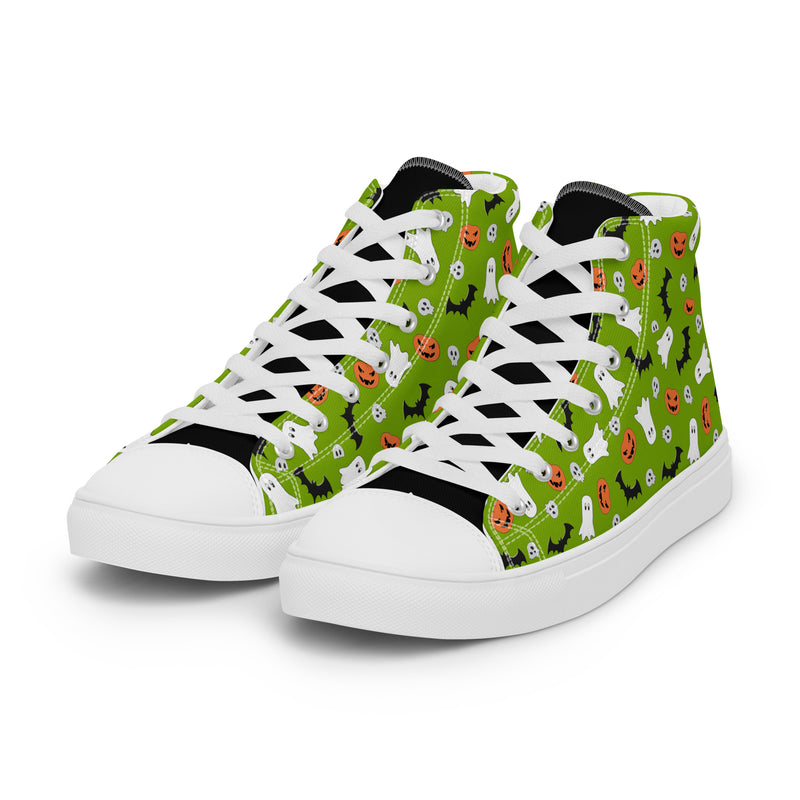 Green Doodle High Top #270 - Back View | HA!LO Canvas Sneakers