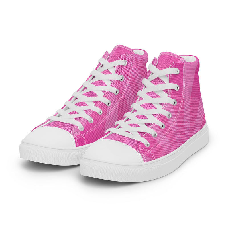 Pink Plaid High Top #274 - Back View | HA!LO Canvas Sneakers