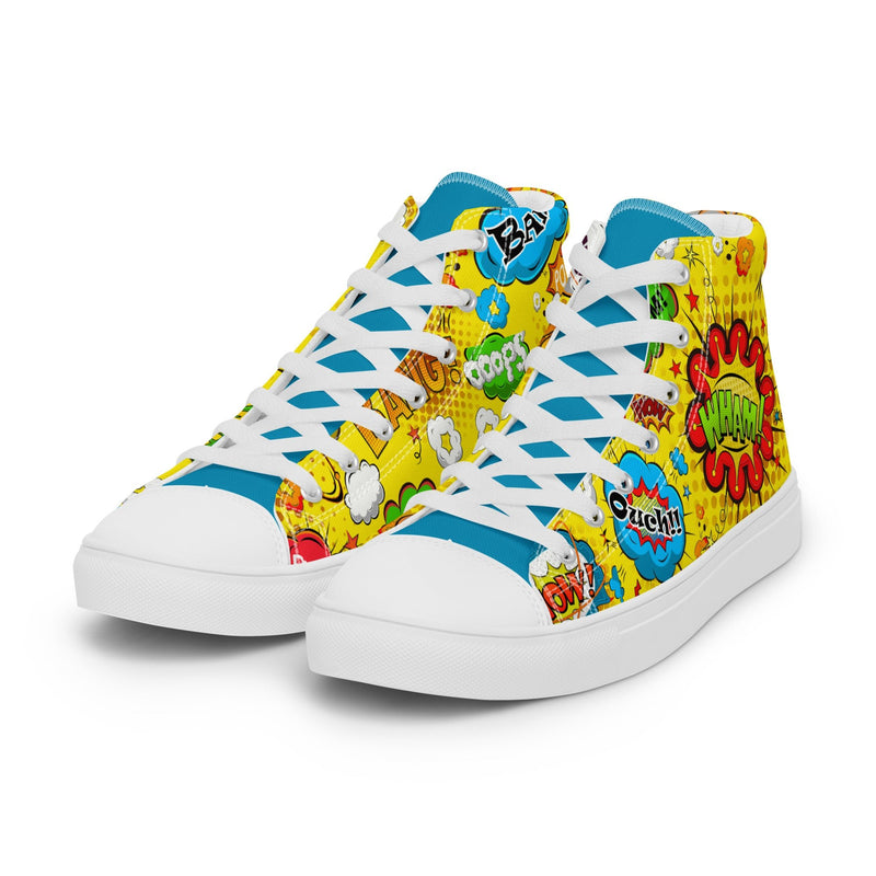 Comic Ouch High Top #281 - Back View | HA!LO Canvas Sneakers