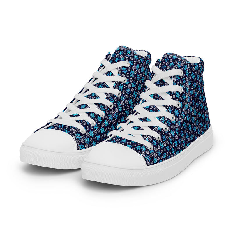 Navy Geo High Top #298 - Back View | HA!LO Canvas Sneakers