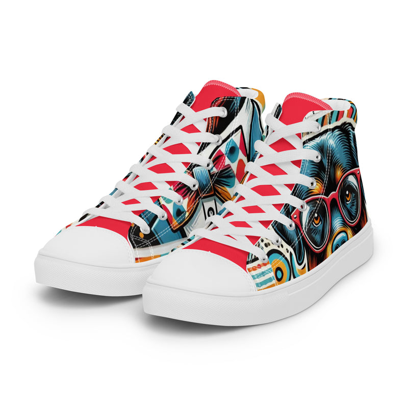 Pop Art Bulldog High Top #300 - Back View | HA!LO Canvas Sneakers
