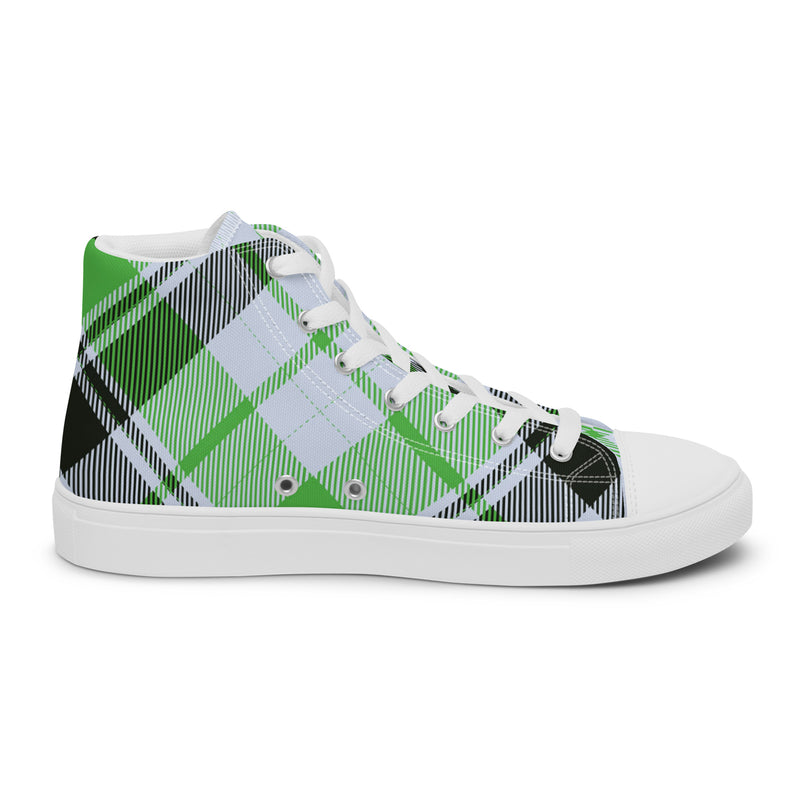 Green Plaid High Top #40 - Back View | HA!LO Canvas Sneakers