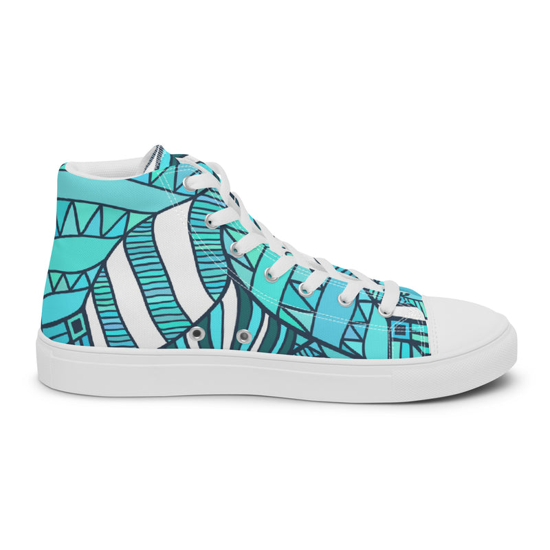 Teal Patchwork High Top #50 - Sole Detail | HA!LO Canvas Sneakers