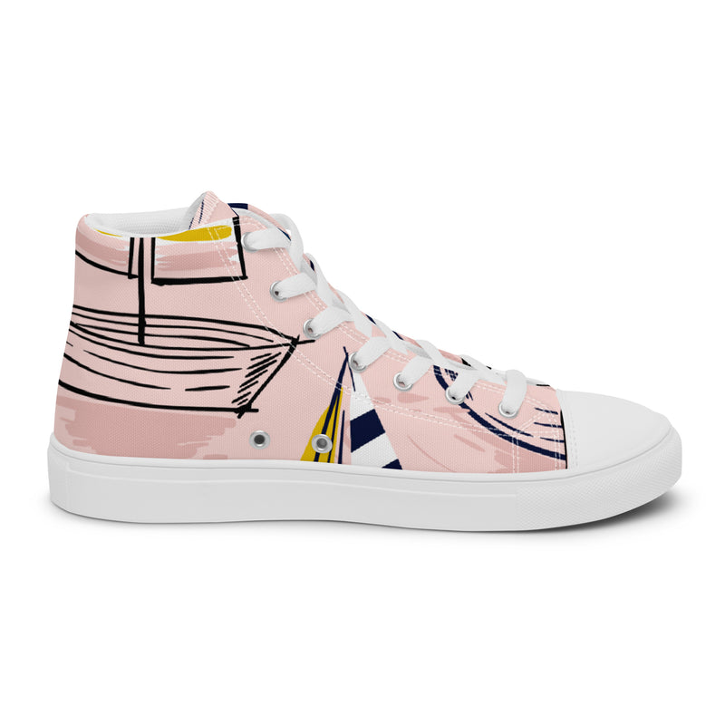 Pink Line Art High Top #56 - Sole Detail | HA!LO Canvas Sneakers