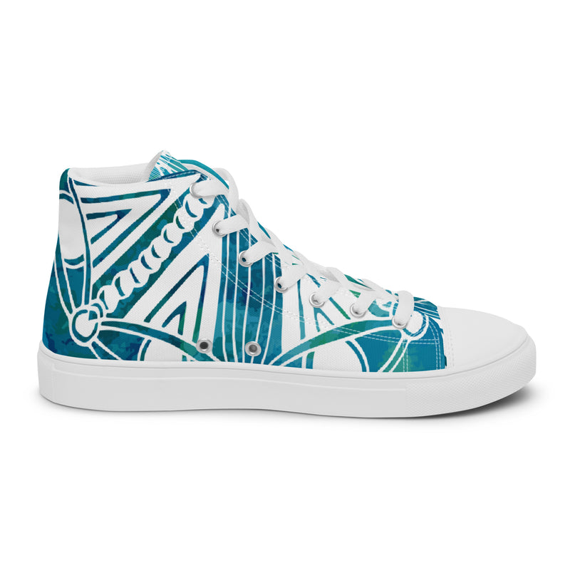 Teal Abstract High Top #64 - Sole Detail | HA!LO Canvas Sneakers