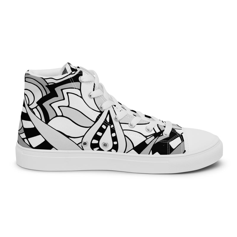 Abstract B&W High Top #89 - Sole Detail | HA!LO Canvas Sneakers