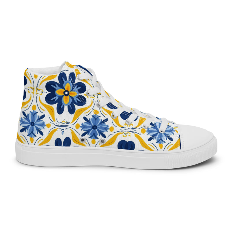 Folk Floral High Top #134 - Back View | HA!LO Canvas Sneakers