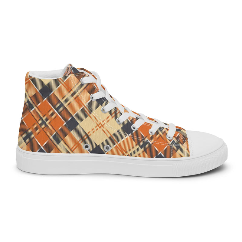 Orange Plaid Dad High Top #166 - Sole Detail | HA!LO Canvas Sneakers