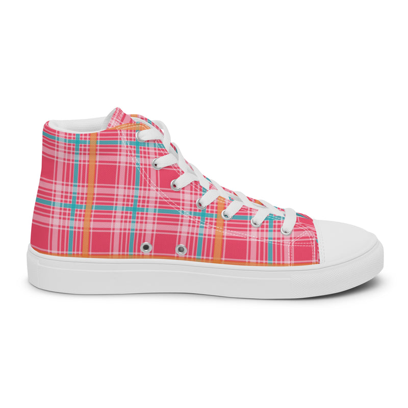 Coral Plaid High Top #203 - Sole Detail | HA!LO Canvas Sneakers