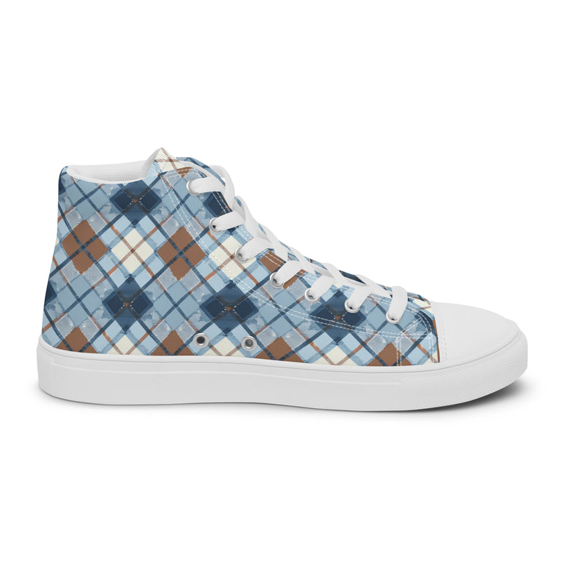 Blue Argyle High Top #233 - Sole Detail | HA!LO Canvas Sneakers