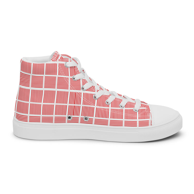 Red Grid High Top #294 - Sole Detail | HA!LO Canvas Sneakers