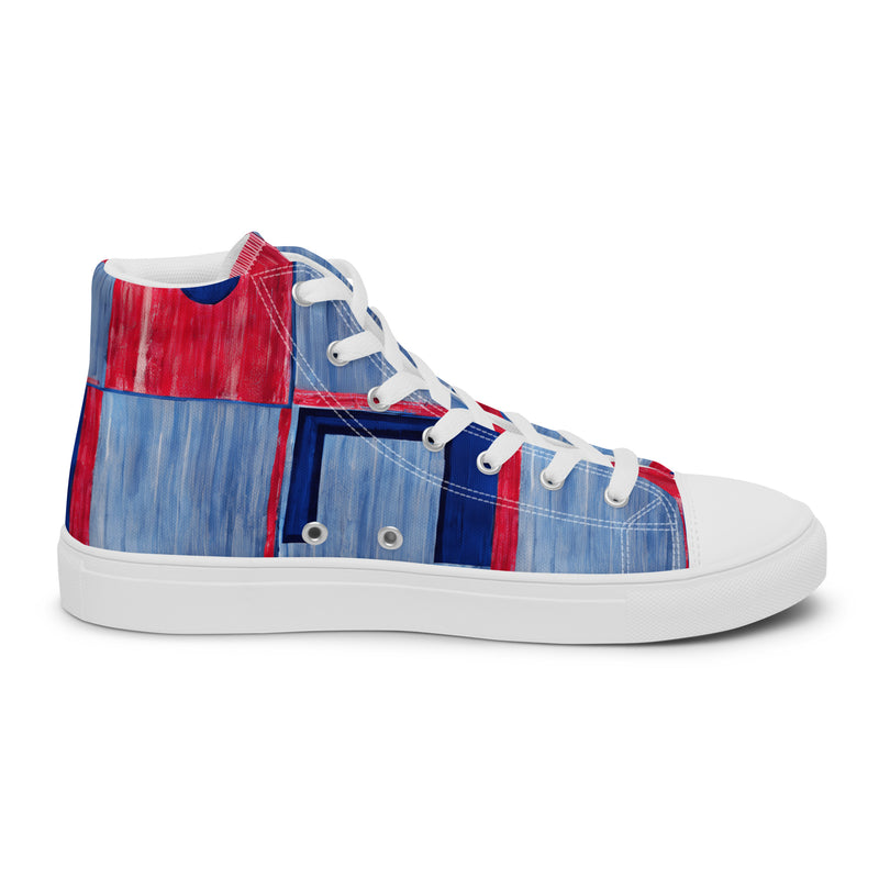 HA!LO Blue Patchwork #359 — Men's Canvas High Top