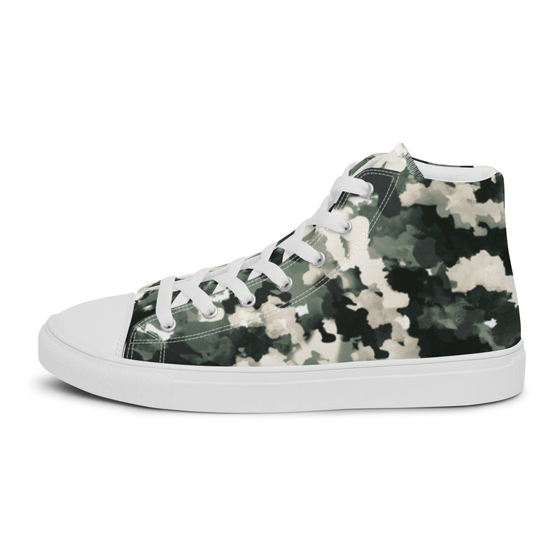 Watercolor Camo High Top #6 - Angled View | HA!LO Canvas Sneakers