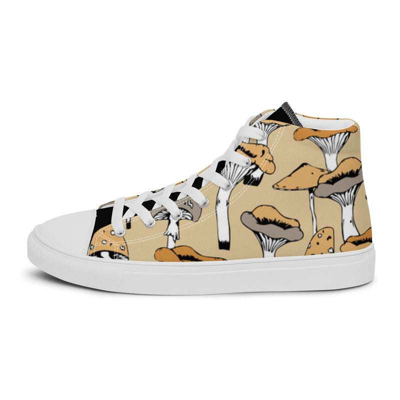 Mushroom Cream High Top #8 - Angled View | HA!LO Canvas Sneakers