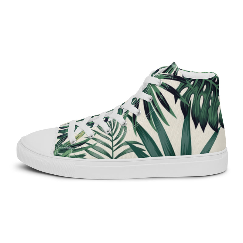 Palm Leaf High Top #12 - Angled View | HA!LO Canvas Sneakers