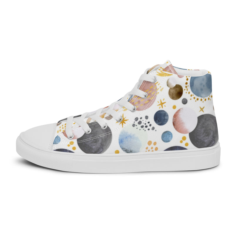 Cosmic Cream High Top #25 - Angled View | HA!LO Canvas Sneakers