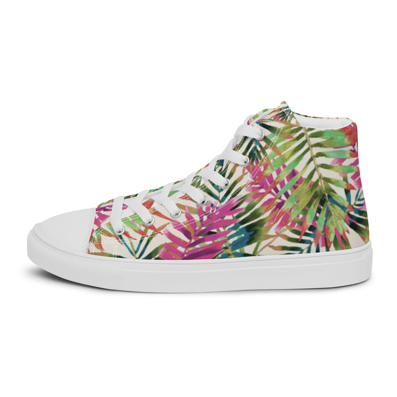 Tropical Leaf High Top #31 - Angled View | HA!LO Canvas Sneakers