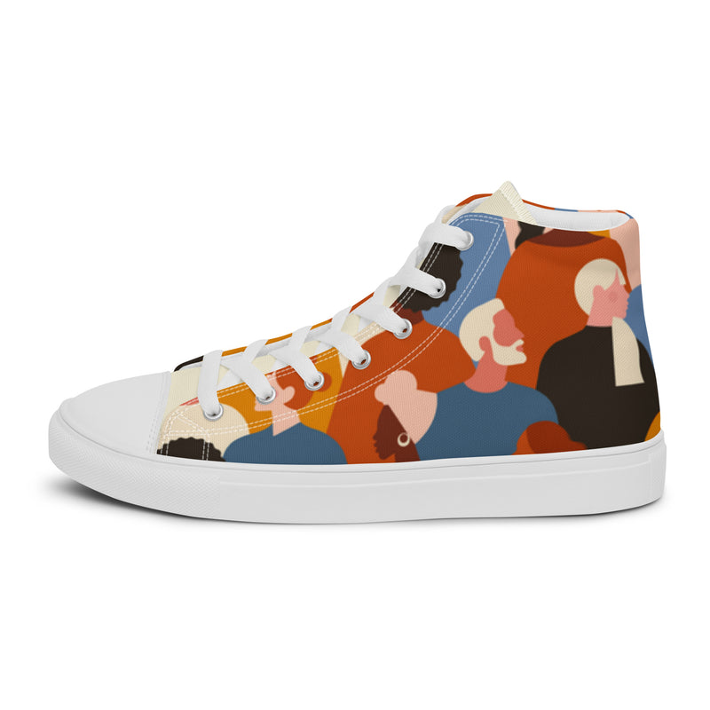 Abstract Faces High Top #32 - Angled View | HA!LO Canvas Sneakers