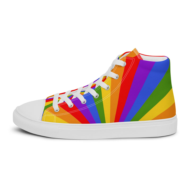 Rainbow Pride High Top #38 - Angled View | HA!LO Canvas Sneakers
