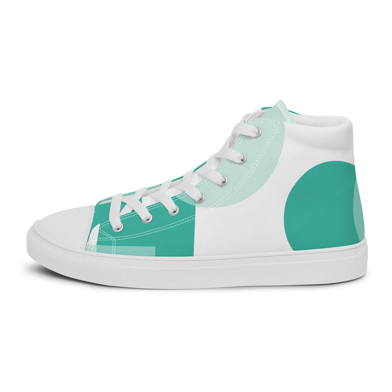Mint Abstract High Top #42 - Angled View | HA!LO Canvas Sneakers