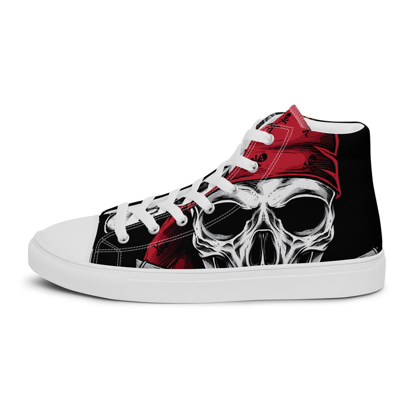 Red Skull High Top #160 - Angled View | HA!LO Canvas Sneakers
