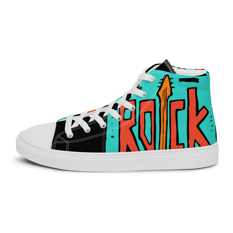 Rock Teal High Top #61 - Angled View | HA!LO Canvas Sneakers