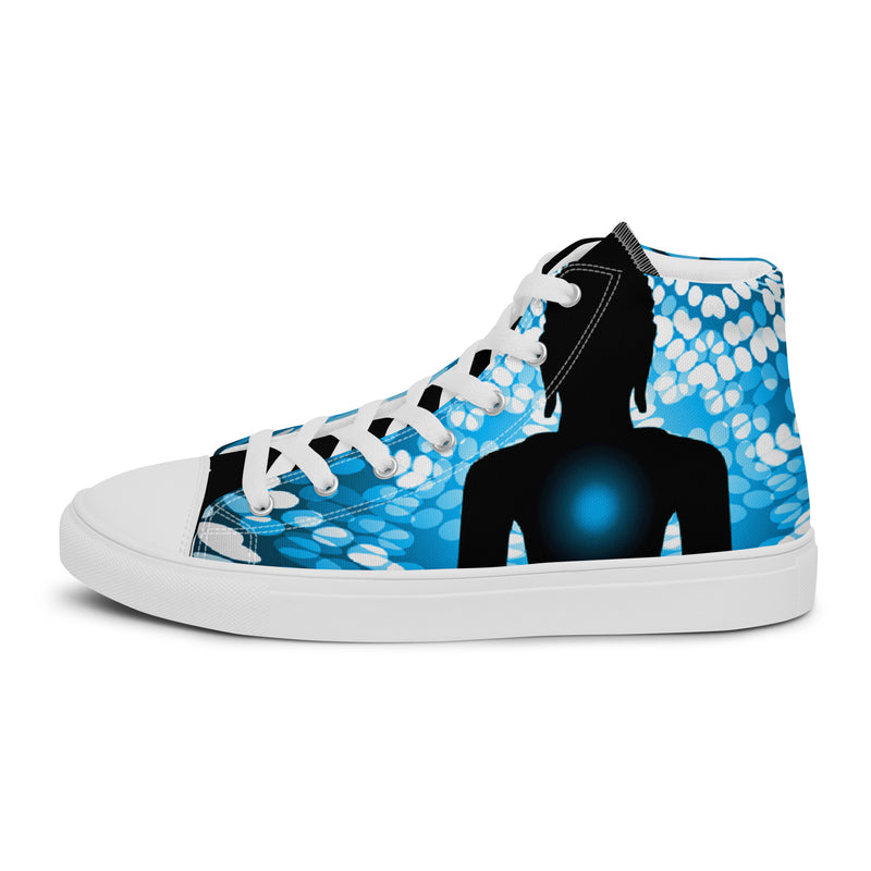 Blue Silhouette High Top #67 - Angled View | HA!LO Canvas Sneakers