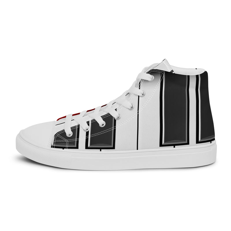 Black Stripe High Top #68 - Angled View | HA!LO Canvas Sneakers