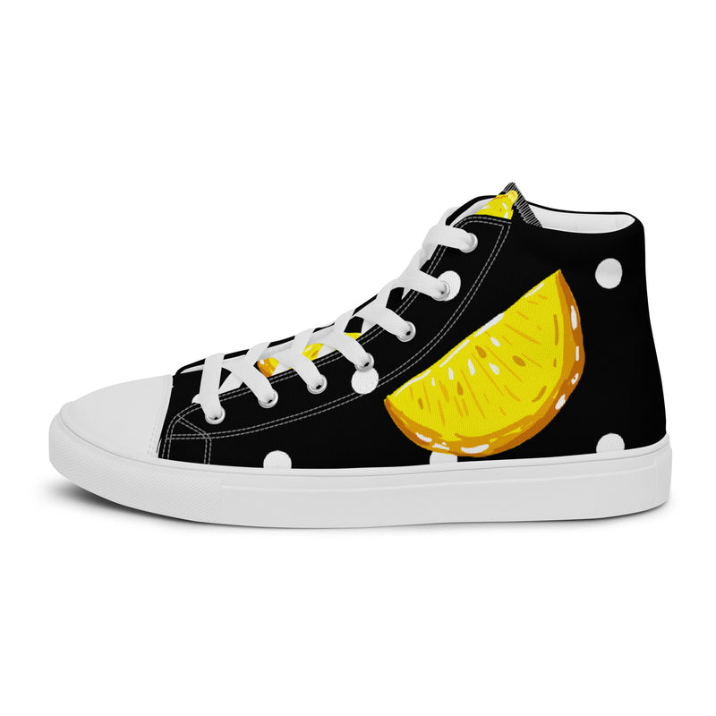 Yellow Split High Top #69 - Angled View | HA!LO Canvas Sneakers