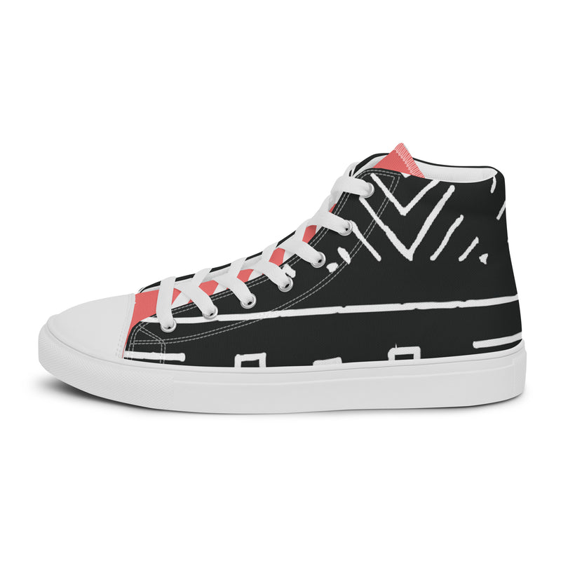 Bold Geo High Top #70 - Angled View | HA!LO Canvas Sneakers