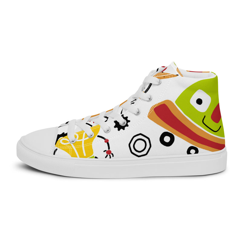 Emoji Doodle High Top #76 - Angled View | HA!LO Canvas Sneakers