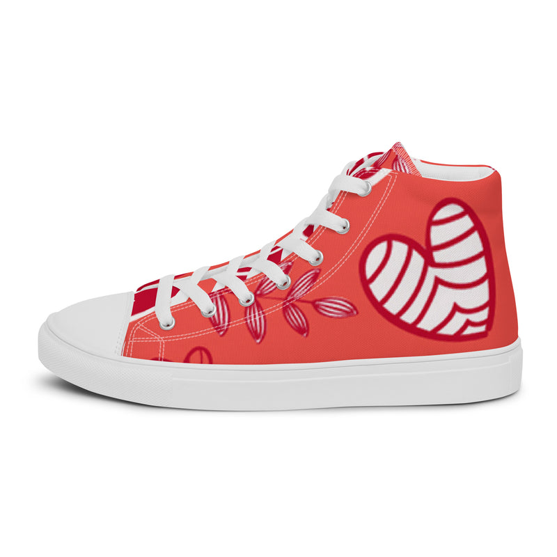 Coral Swirl High Top #83 - Angled View | HA!LO Canvas Sneakers