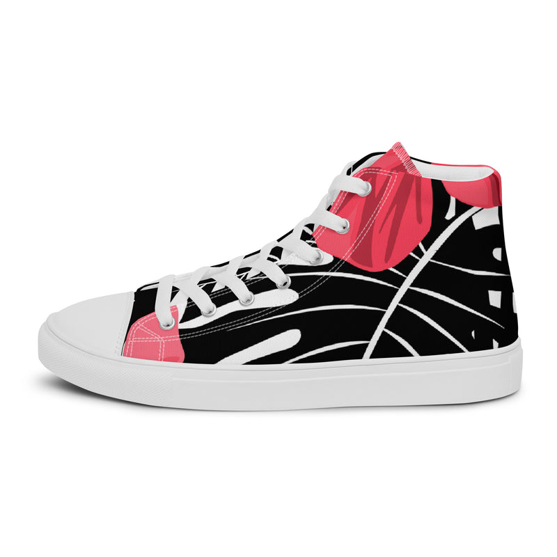 Pink Abstract High Top #85 - Angled View | HA!LO Canvas Sneakers