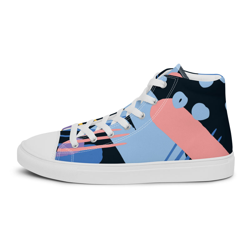 Memphis Style High Top #90 - Angled View | HA!LO Canvas Sneakers