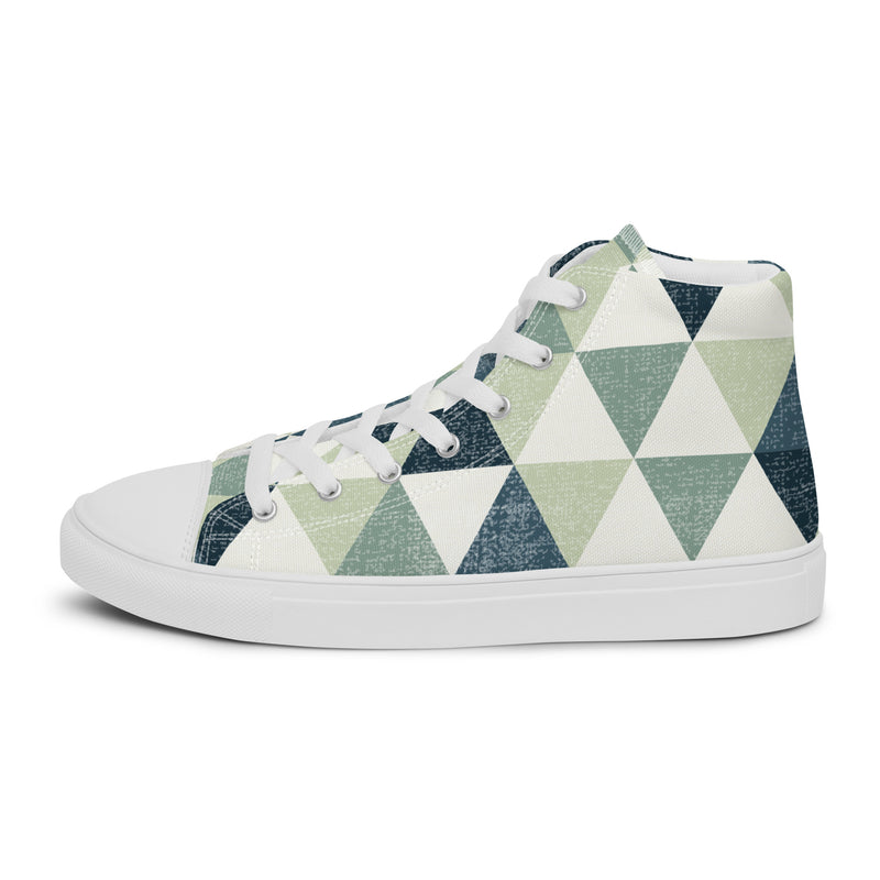 Geo Triangle High Top #96 - Angled View | HA!LO Canvas Sneakers