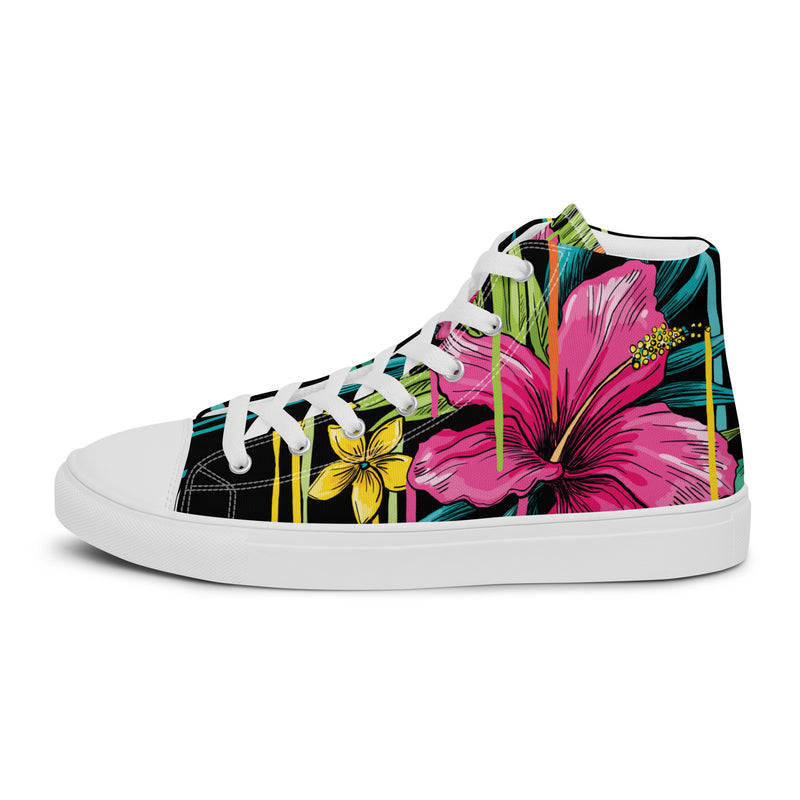 Tropical Bloom High Top #98 - Angled View | HA!LO Canvas Sneakers