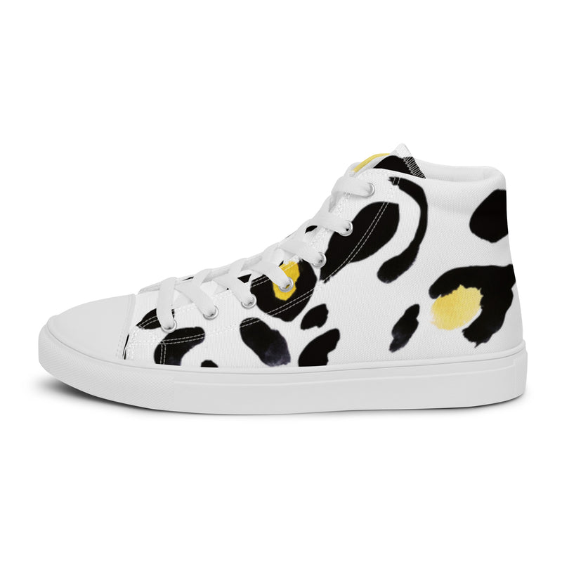 Cow Spot High Top #103 - Angled View | HA!LO Canvas Sneakers