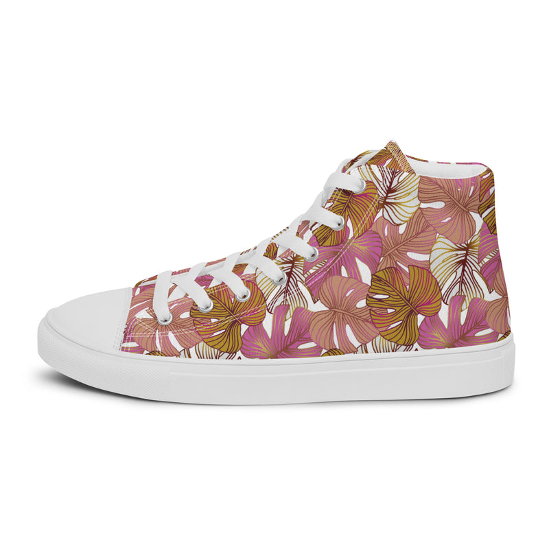 Tropical Flower High Top #117 - Angled View | HA!LO Canvas Sneakers