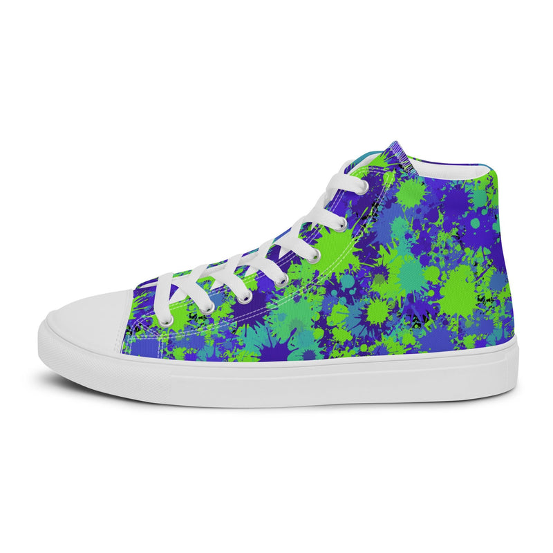 Paint Splatter High Top #122 - Angled View | HA!LO Canvas Sneakers