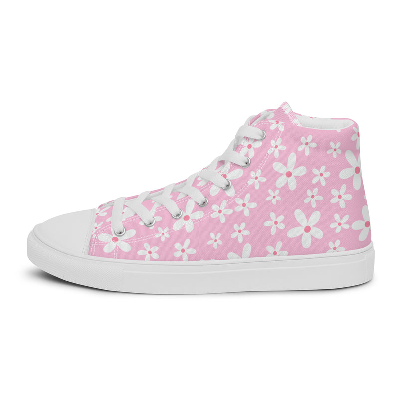 Cherry Blossom High Top #135 - Angled View | HA!LO Canvas Sneakers