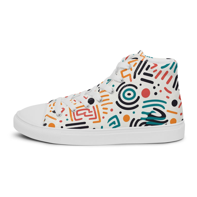 Geo Mix High Top #150 - Angled View | HA!LO Canvas Sneakers
