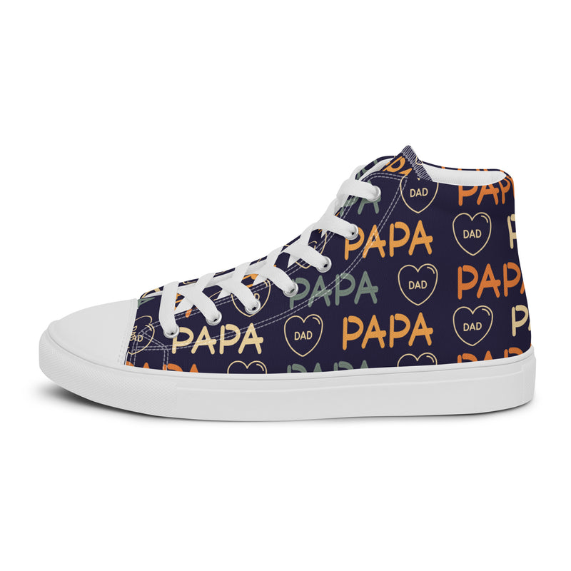 Papa Navy High Top #172 - Angled View | HA!LO Canvas Sneakers