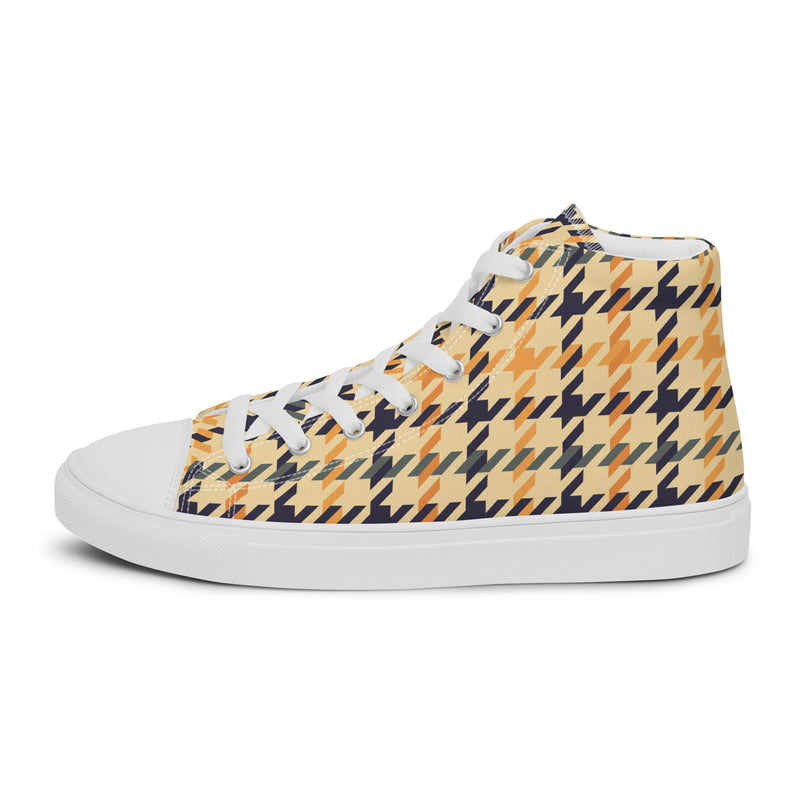 Mustache Gold High Top #164 - Angled View | HA!LO Canvas Sneakers