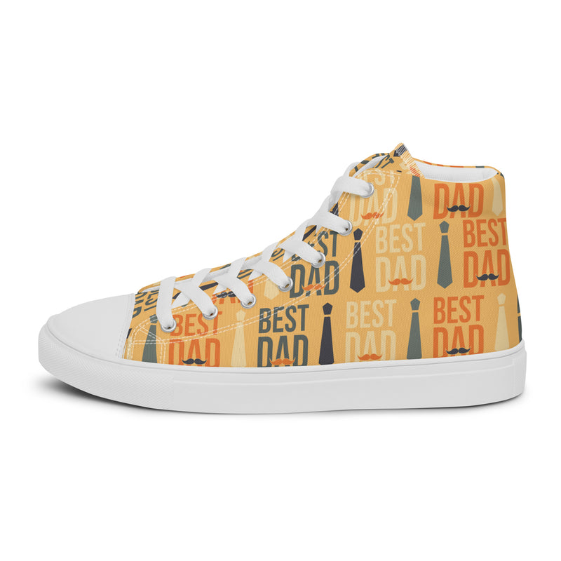 Best Dad Gold High Top #165 - Angled View | HA!LO Canvas Sneakers