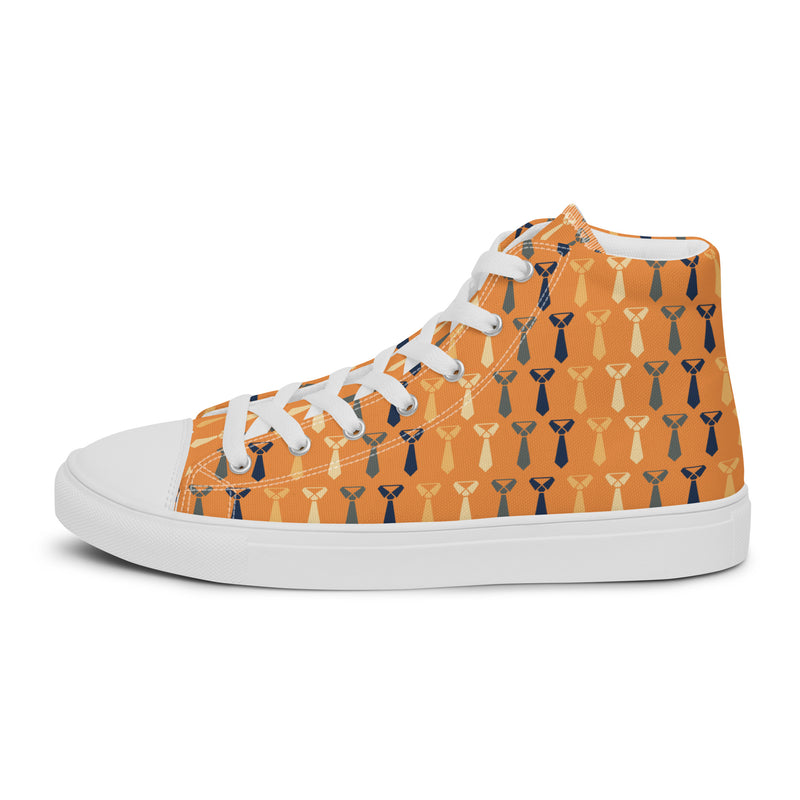 Orange Honeycomb Dad High Top #169 - Back View | HA!LO Canvas Sneakers
