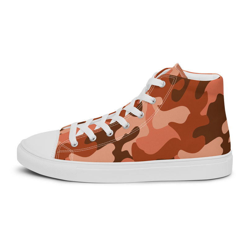 Orange Camo High Top #176 - Angled View | HA!LO Canvas Sneakers