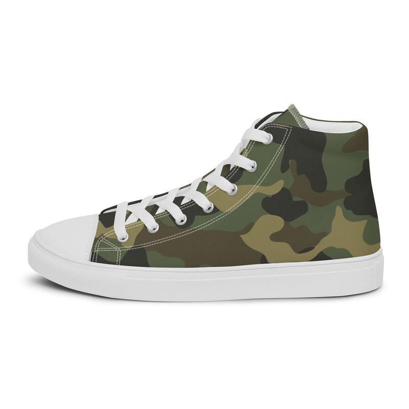 Green Camo High Top #177 - Angled View | HA!LO Canvas Sneakers