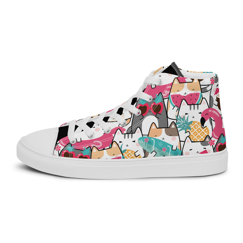 Llama Party High Top #182 - Angled View | HA!LO Canvas Sneakers